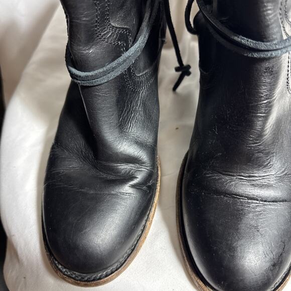 Freebird by Steven Casey Ankle Black Boots Booties Womens Sz 9 Leather Lace Up - Picture 2 of 8